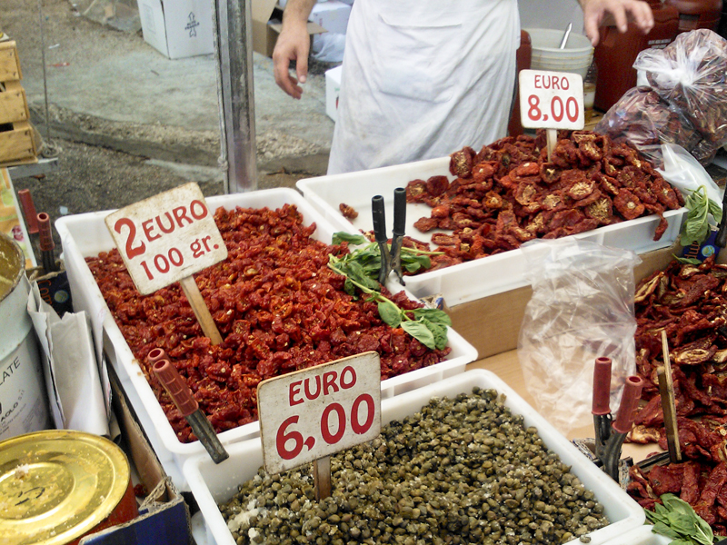 Sicily Ribera market dried tomatoes