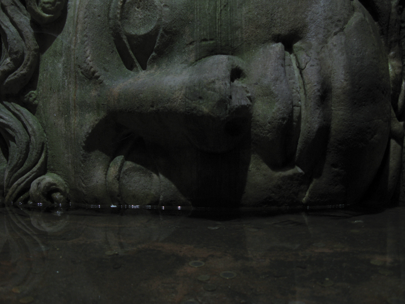Turkey Istanbul Basilica Cistern statue face in the water
