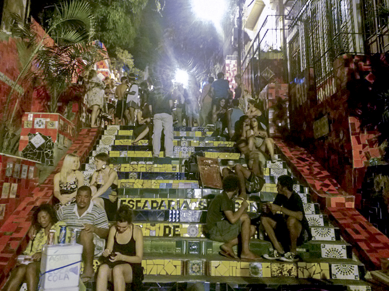 Rio de Janeiro Lapa stairs friday night