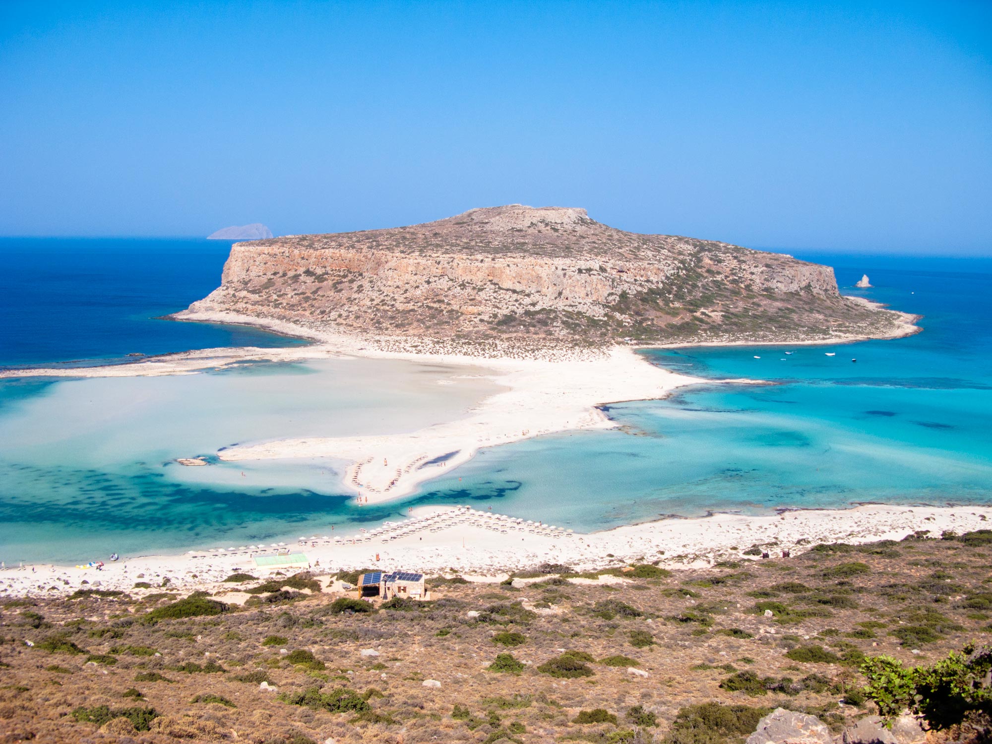 Creta Balos afternoon top view transparent water