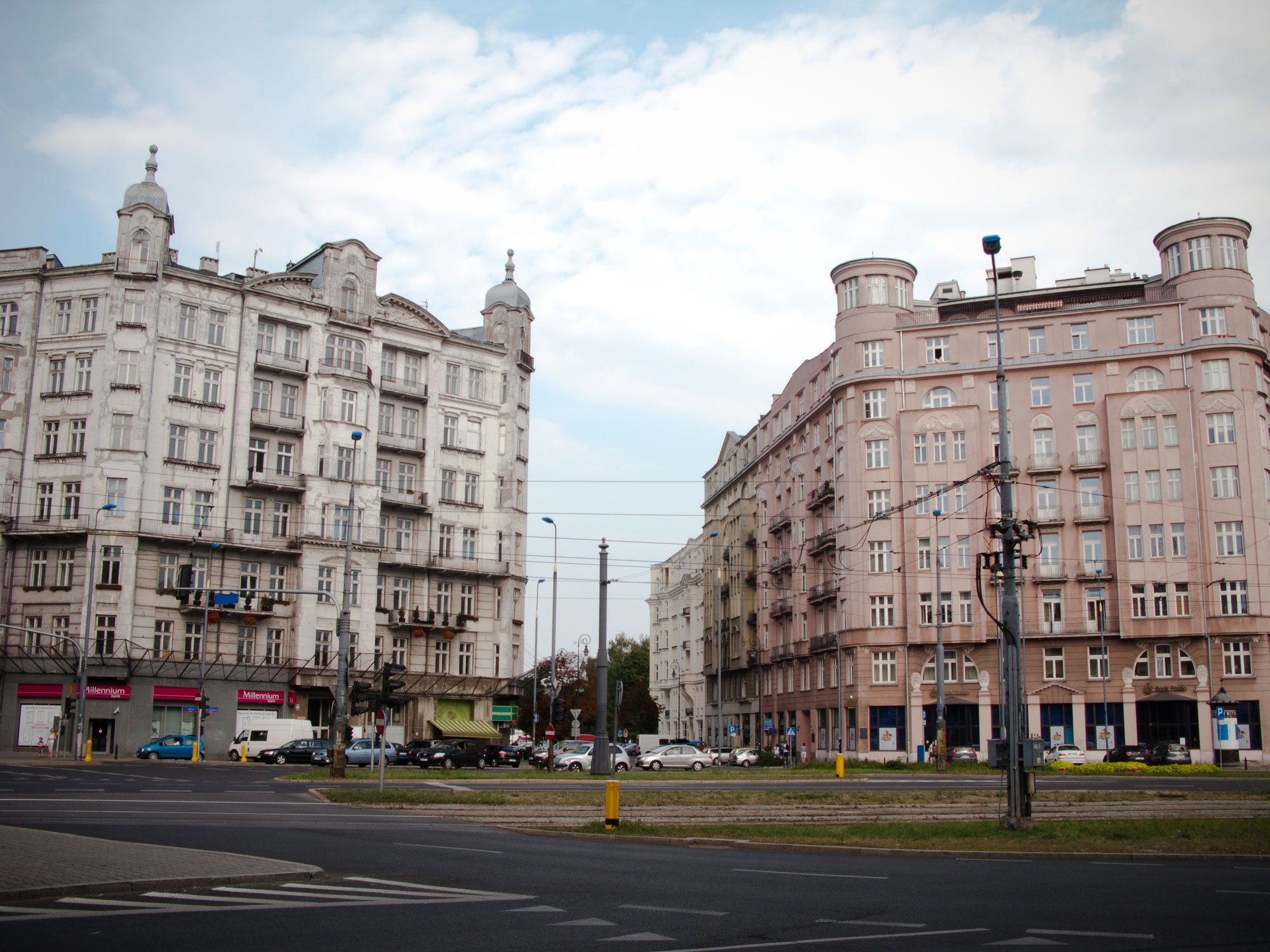 Warsaw Mokotov old buildings roundabout