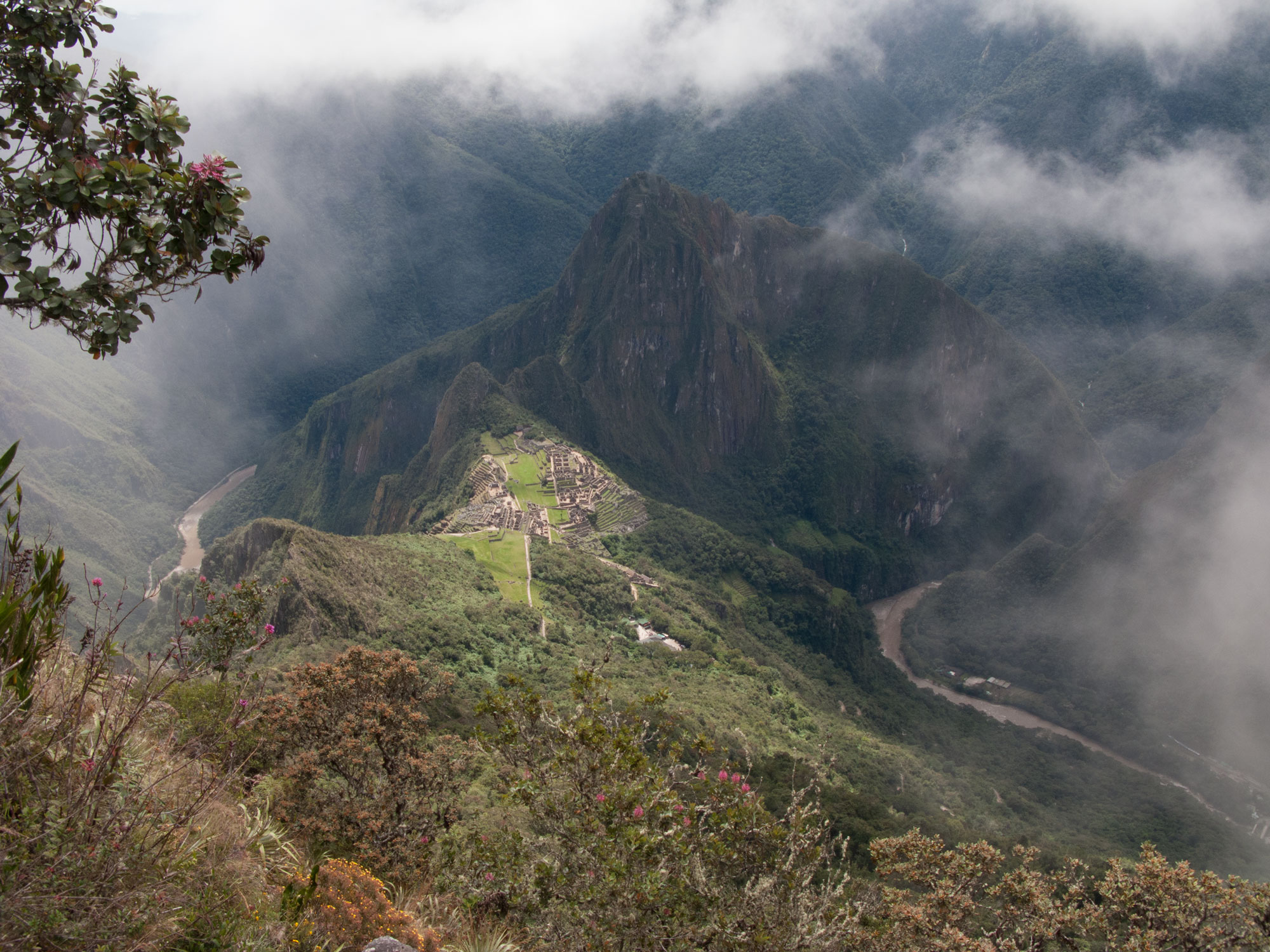 Peru city view from machu Picchu mountain