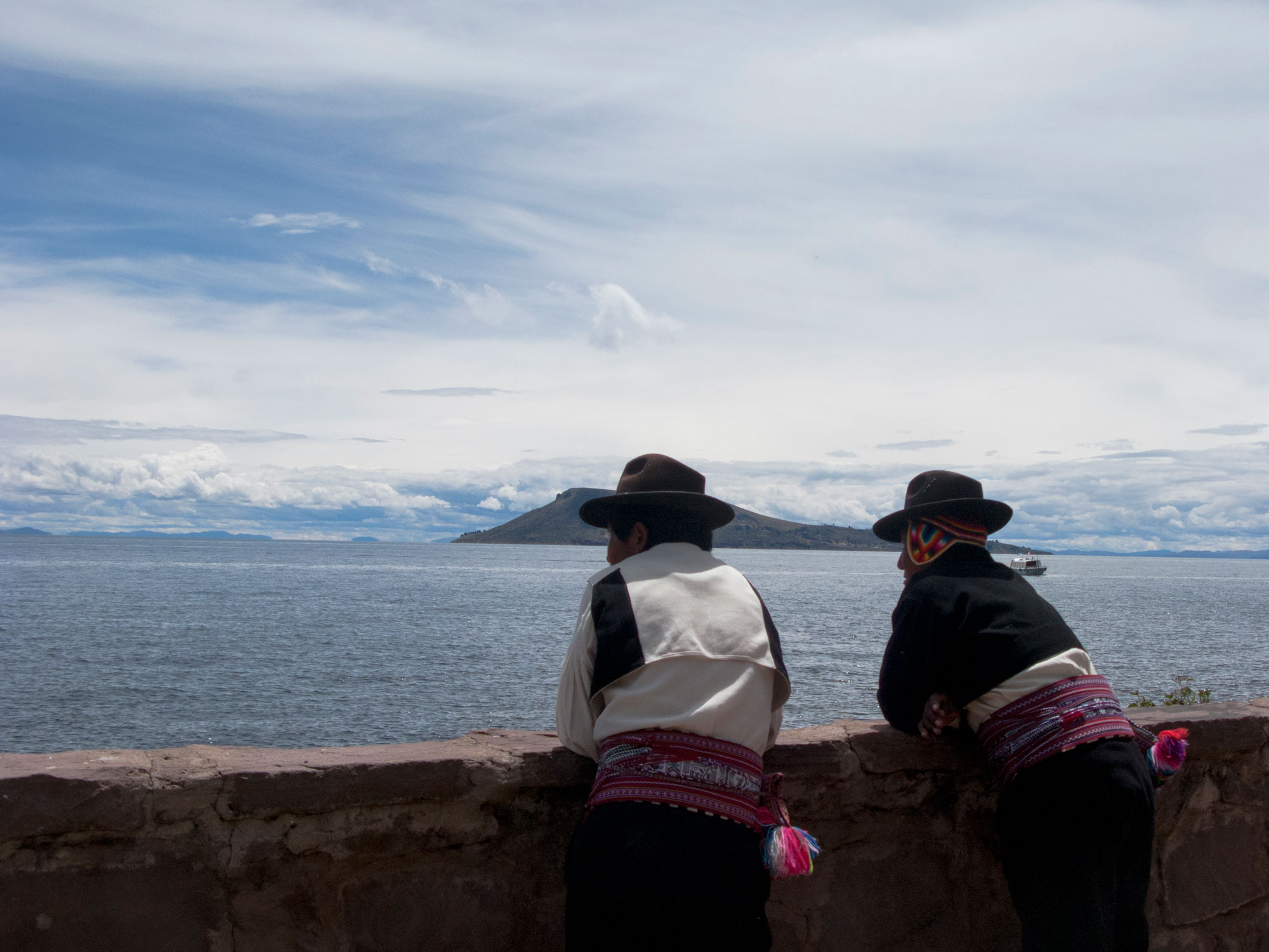 Peru Puno Titicaca ferry Taquile island locals