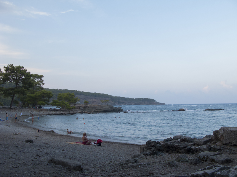 Turkey Phaselis roman ruins at seaside sunset