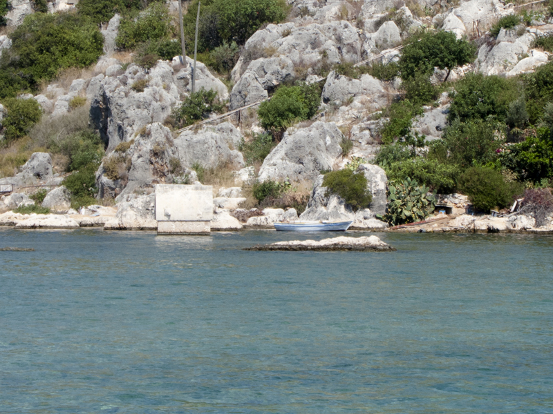 Turkey ucagiz boat kalekoy grave in the sea