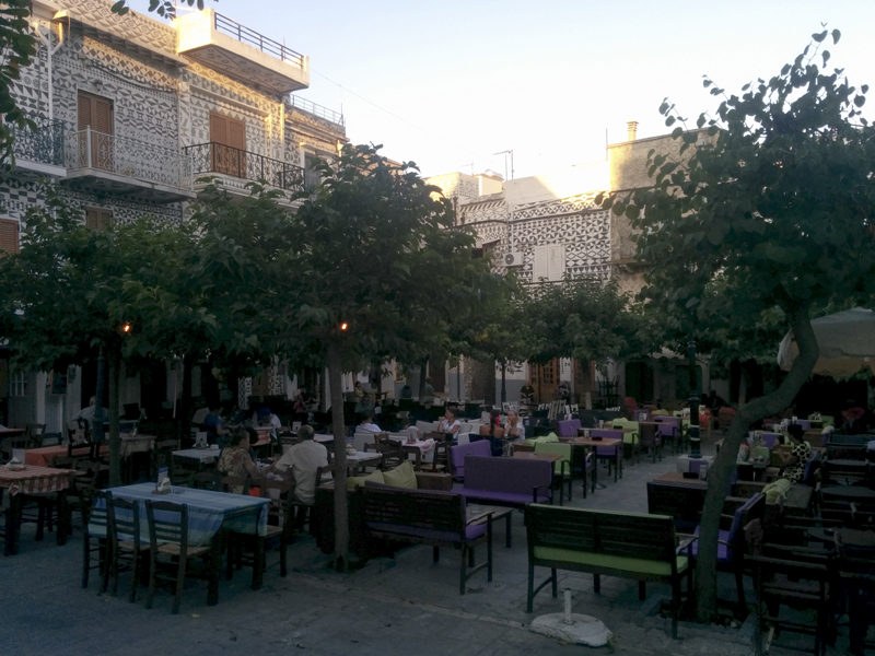 Greece Chios Island Pyrgi village square