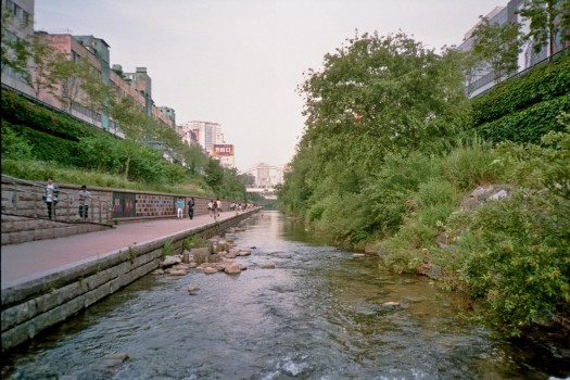 South Korea Seoul Cheonggyecheon panorama