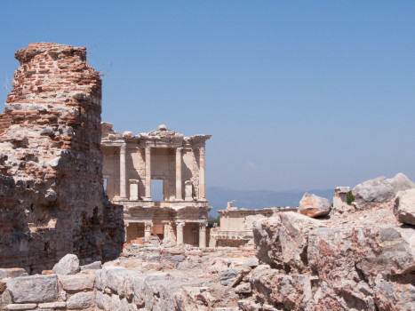 turkey ephesus library ruins panorama