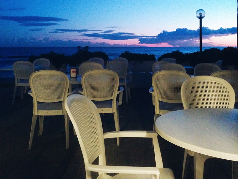 Liguria San lorenzo al Mare winter empty tables