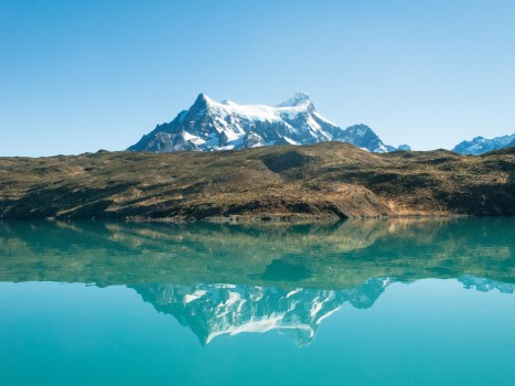 Chile Patagonia Torres del Paine Pudeto ferry reflection2