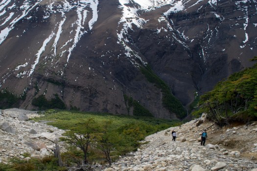 Chile Patagonia Torres del Paine rocky path trekkers