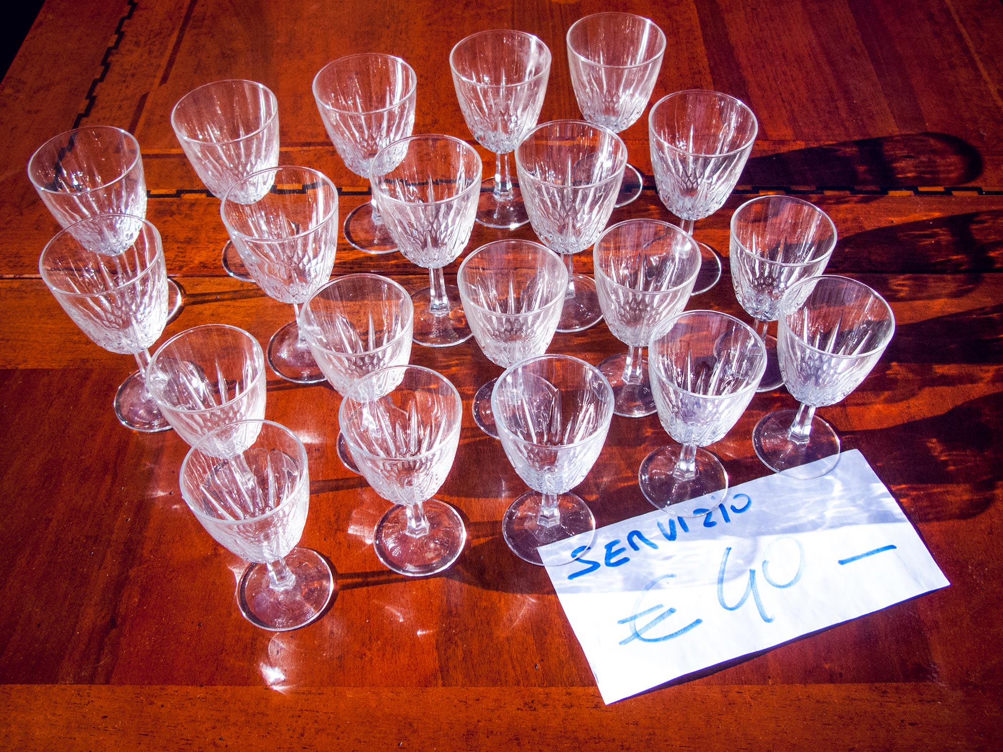 Italy Caorso Market glasses on old table