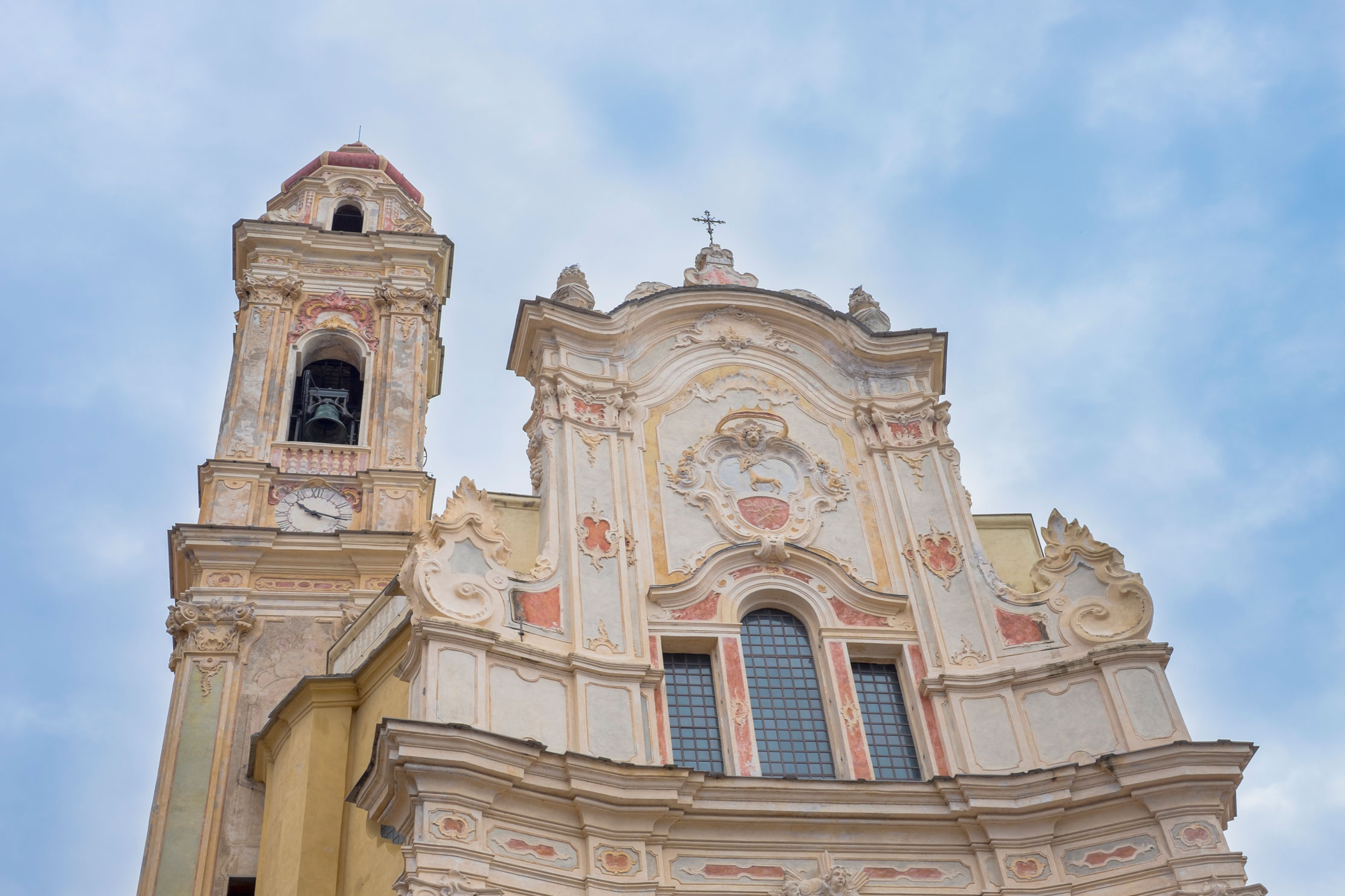 Italy Liguria Cervo church bottom sky