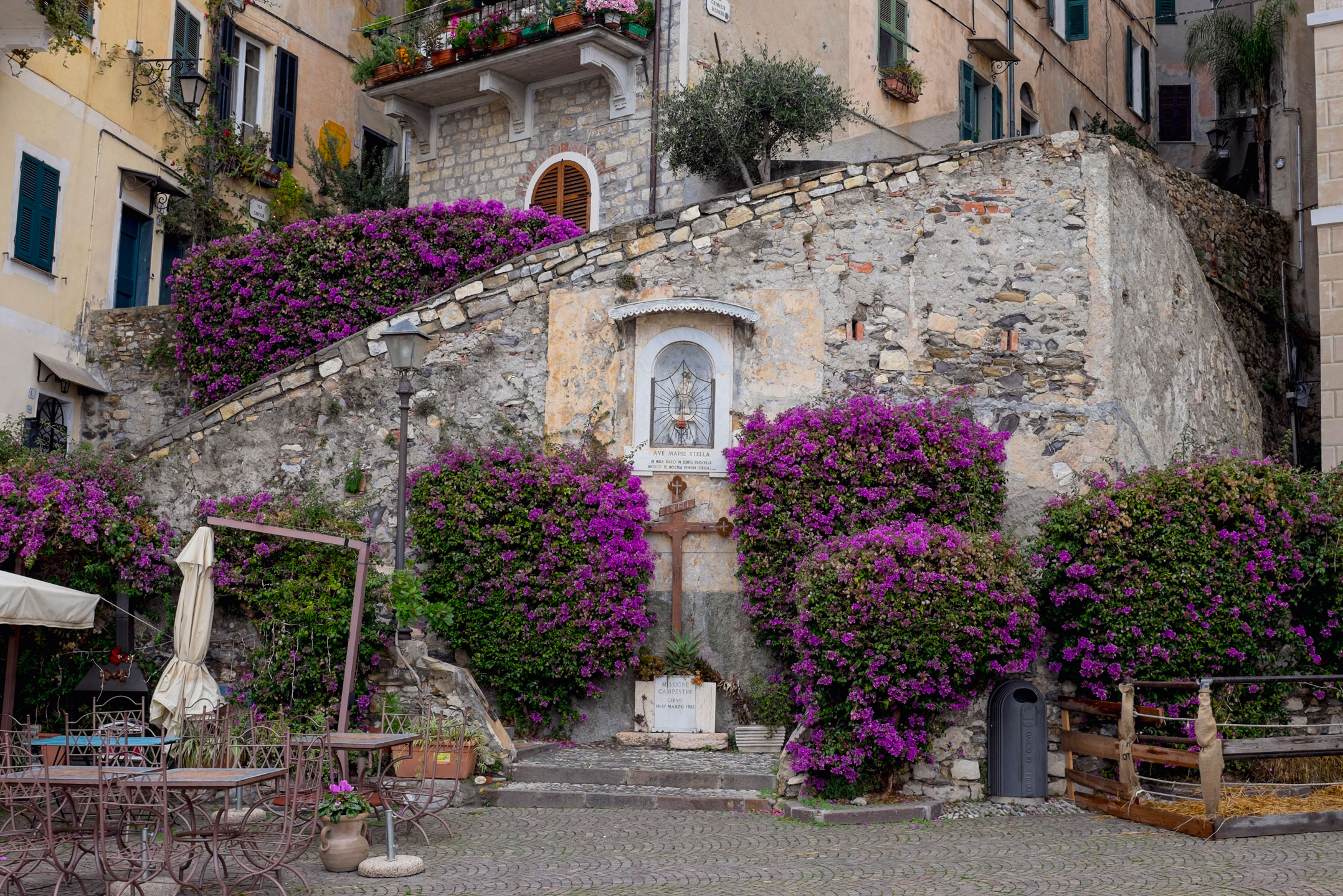 Italy Liguria Cervo square flowers