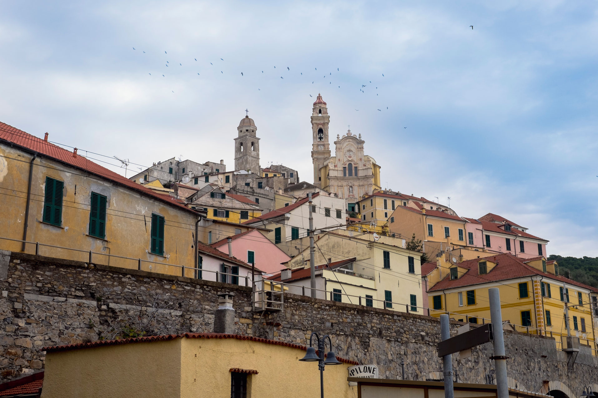 Italy Liguria Cervo view from beach