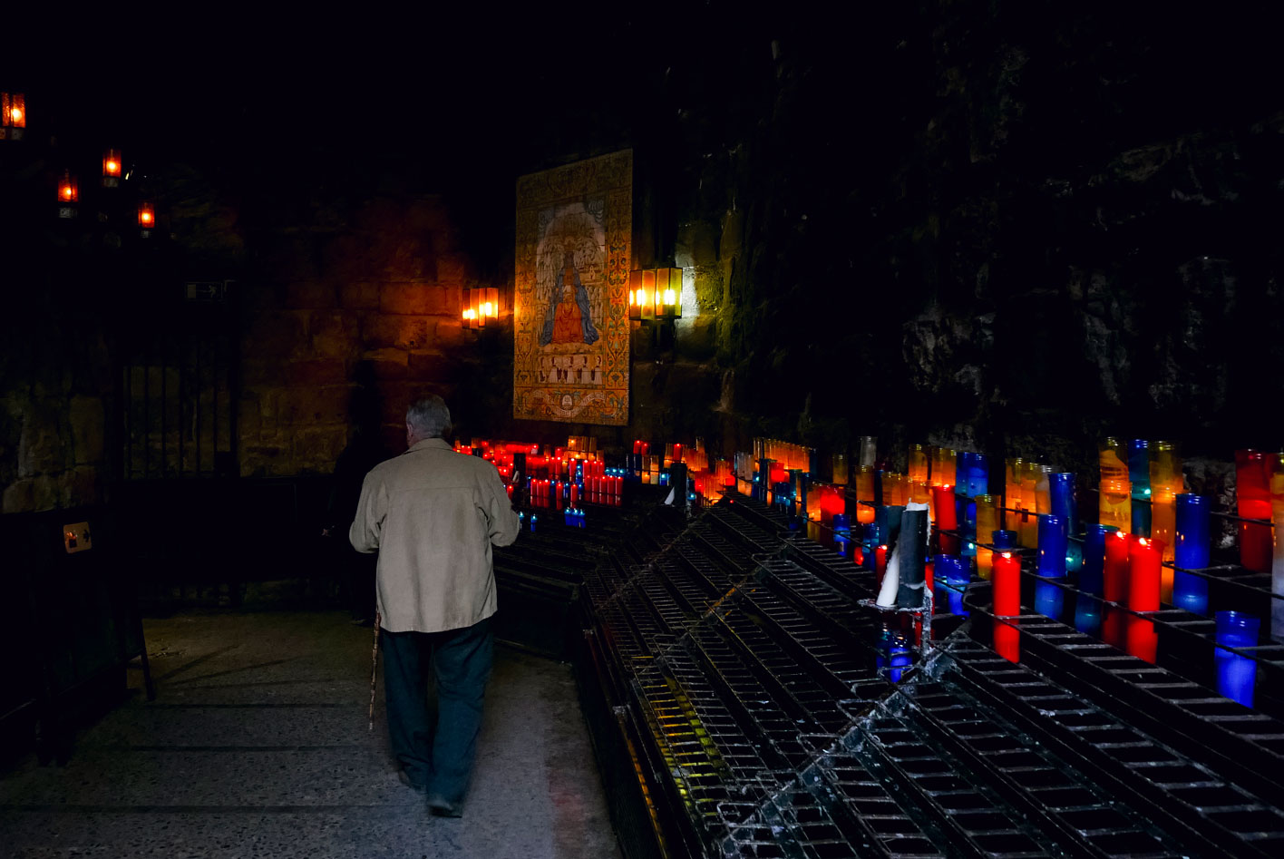 Spain Barcelona Montserrat Monastery Santa Maria candle path10