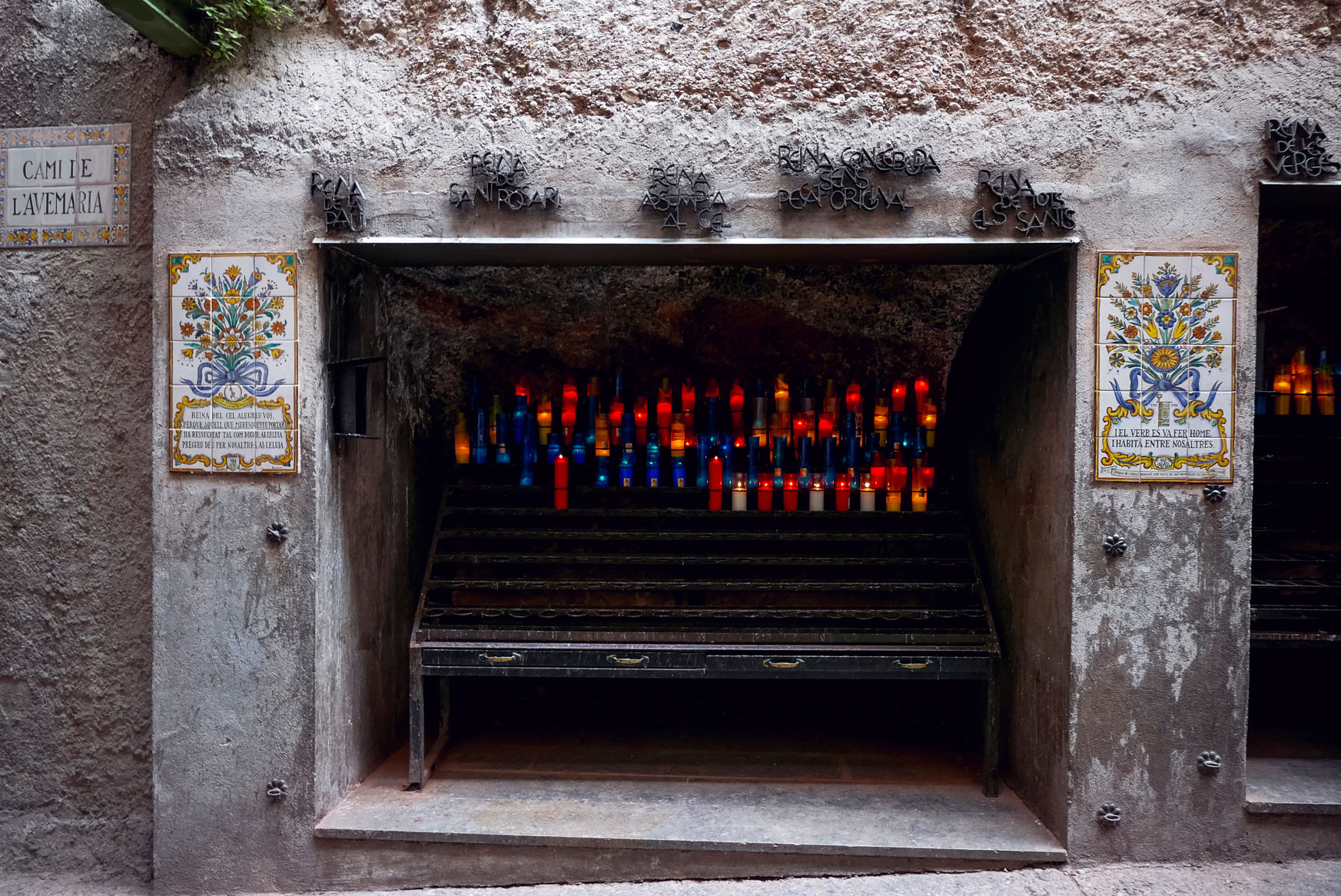 Spain Barcelona Montserrat Monastery Santa Maria candle path5