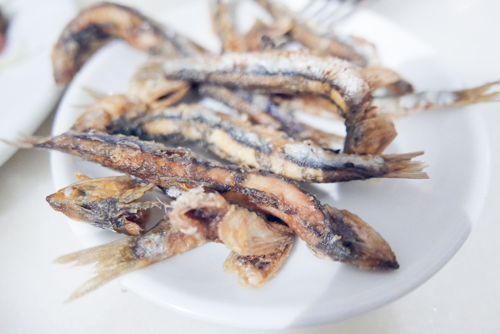 Spain Barcelona Tapas bar la plata boquerones fried